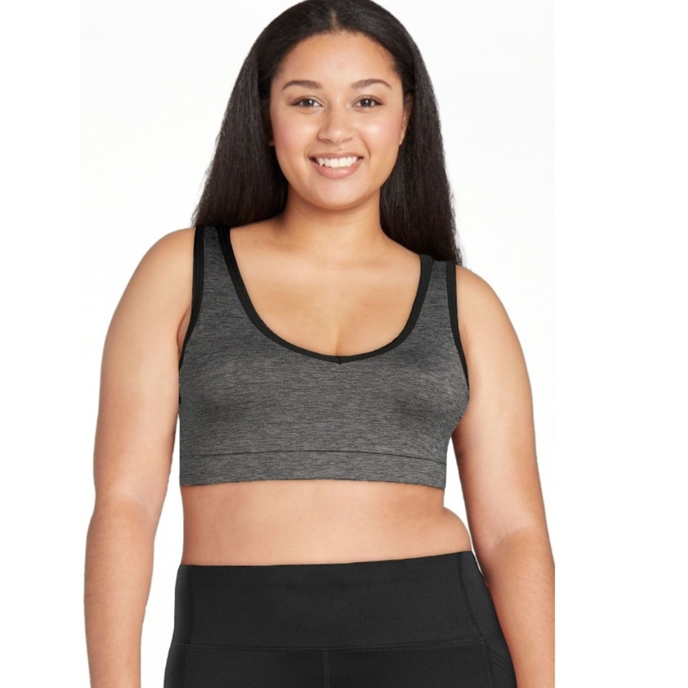 NWT Avia Women's X-Large 16-18 Impact Sports Bra grey removable cups crisscross